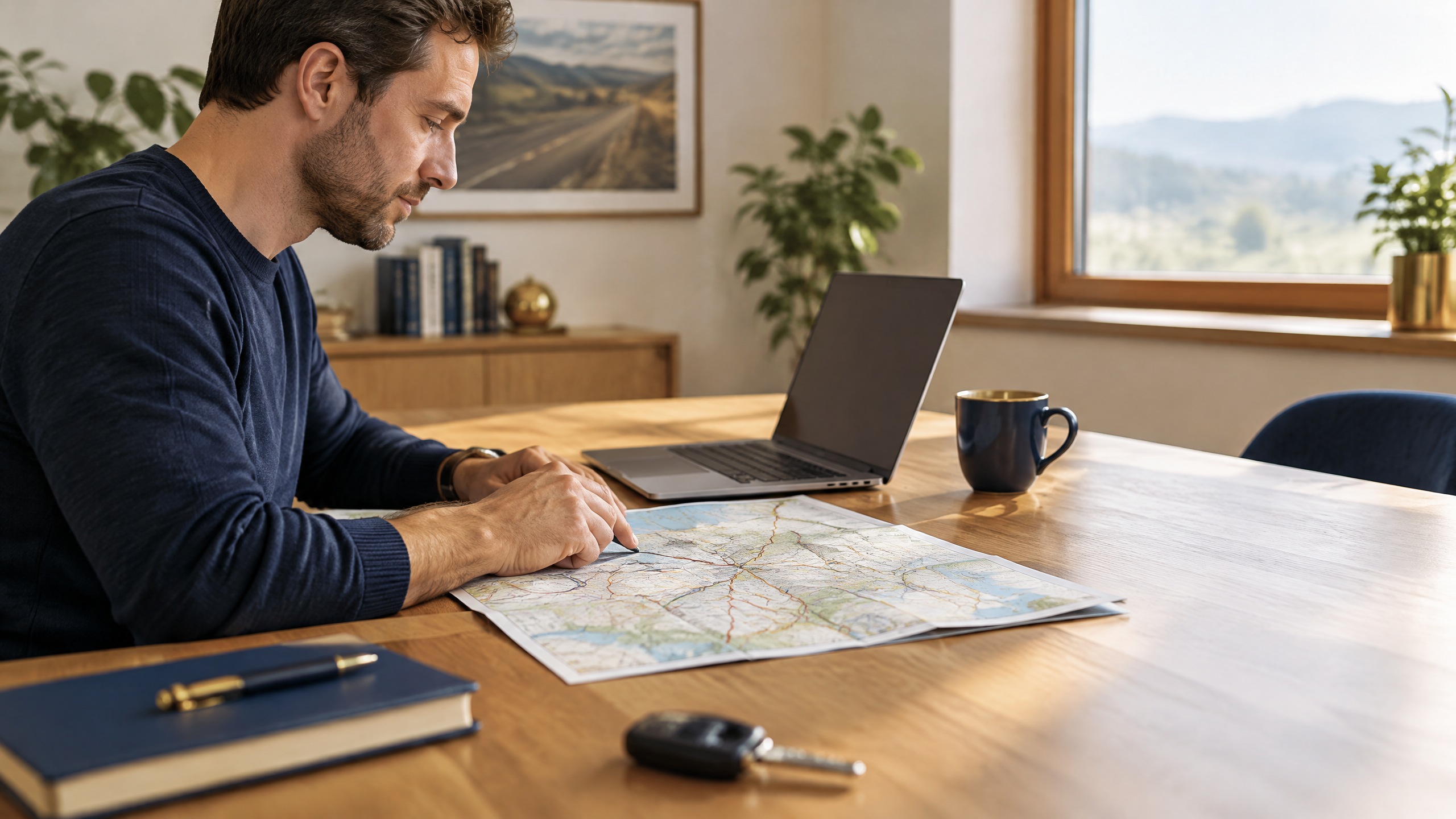Řidič plánuje trasu na mapě před cestou po Česku